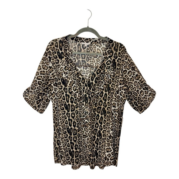 Siren Lily Tops - Siren Lily Brown Tan Leopard Animal Print Ruffle Blouse Baddie Indie Flowy 2X